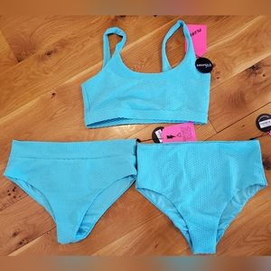 Waffle teal infamous swimwear sadie and ginger bikini bottoms AND Gia top
